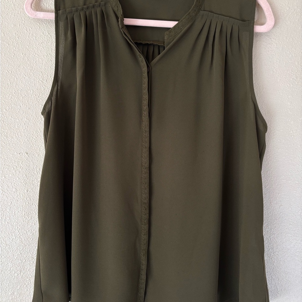 Lucky Brand Dark Olive Sleeveless Blouse